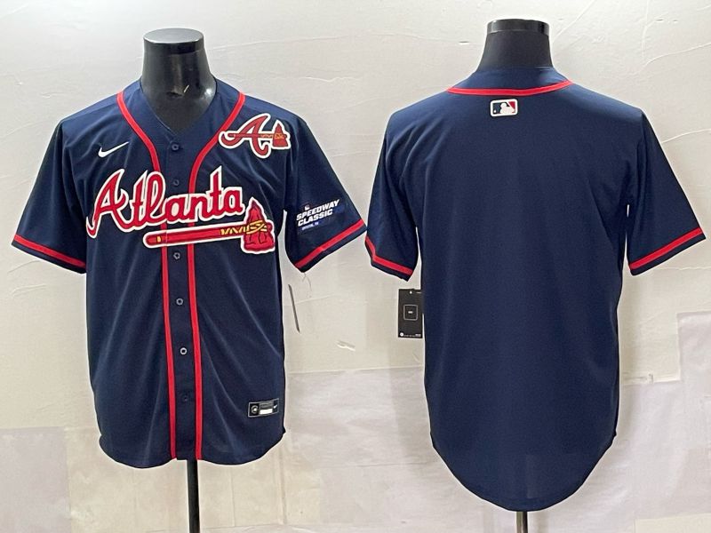 Men Atlanta Braves Blank Drak Blue joint name Nike 2025 MLB Jersey style 04